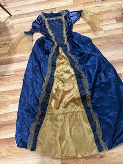 Halloween- Women's Renaissance Medieval Princess Costume – Blue & Gold Halloween Dress