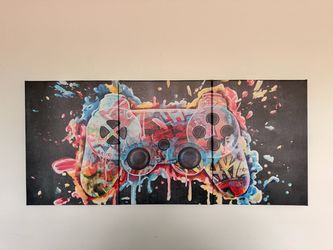 Gaming Controller Graffiti Canvas Wall Art Triptych