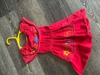 o: Vestido Campesino Mexicano Bordado Niña Talla 2T Rojo. Toddler Girl Mexican Embroidered Campesino Peasant Dress Red Size 2T