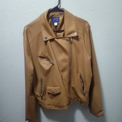 Tan XL Sears Faux Leather Jacket, 