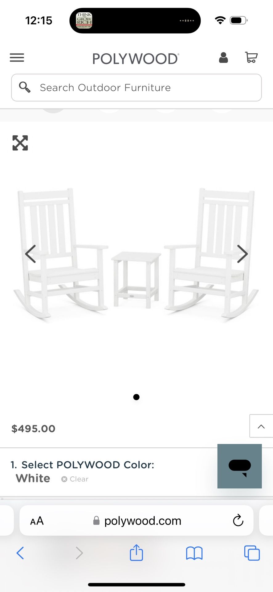 Polywood Estate 3-piece Rocking Chair Set With Long Island 18” Side Table