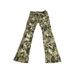 Nova Men Manchester Stacked Skinny Flare Pants Camo Distressed Size 32