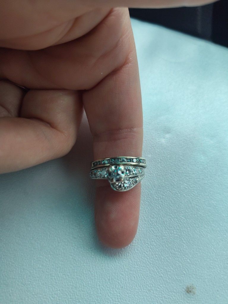 Diamond White Gold Wedding Band And Engagement Ring 