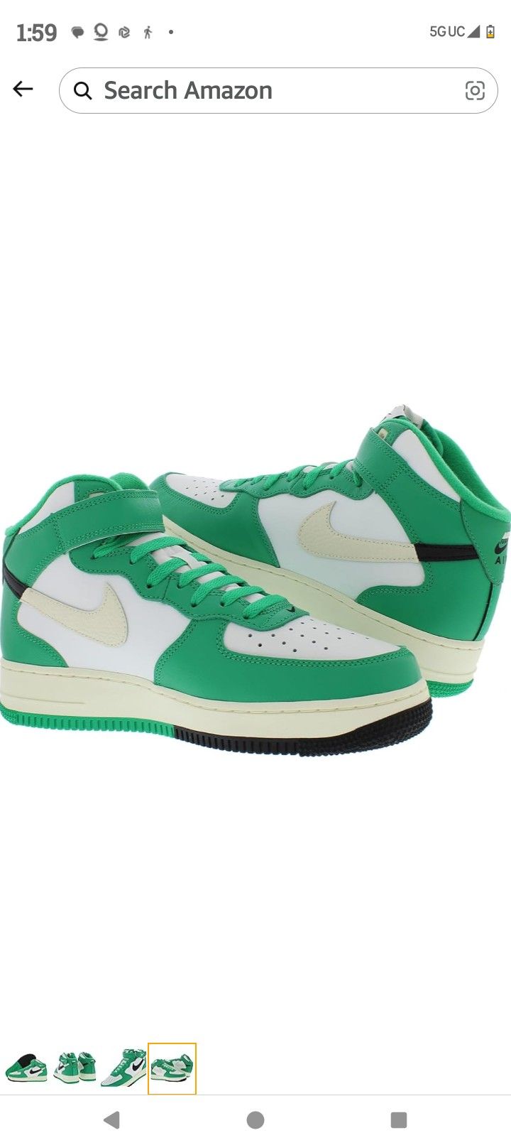 NIKE Air Force Mid '07 Lv8 Men's Shoes, White Green Black White