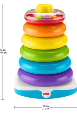 Fisher-Price Giant Rock-a-Stack Toddler Toy Roly-Poly Base & 6 Rings, 14+ Inches Tall