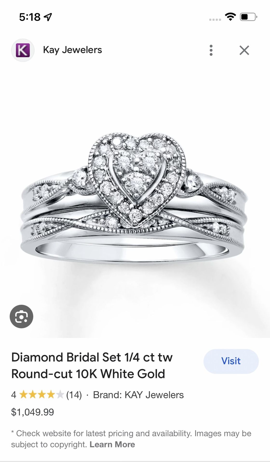 Bridal Set Kay Jewelers $99 Sale Diamond Bridal Set 1/4 Cr Tw Size