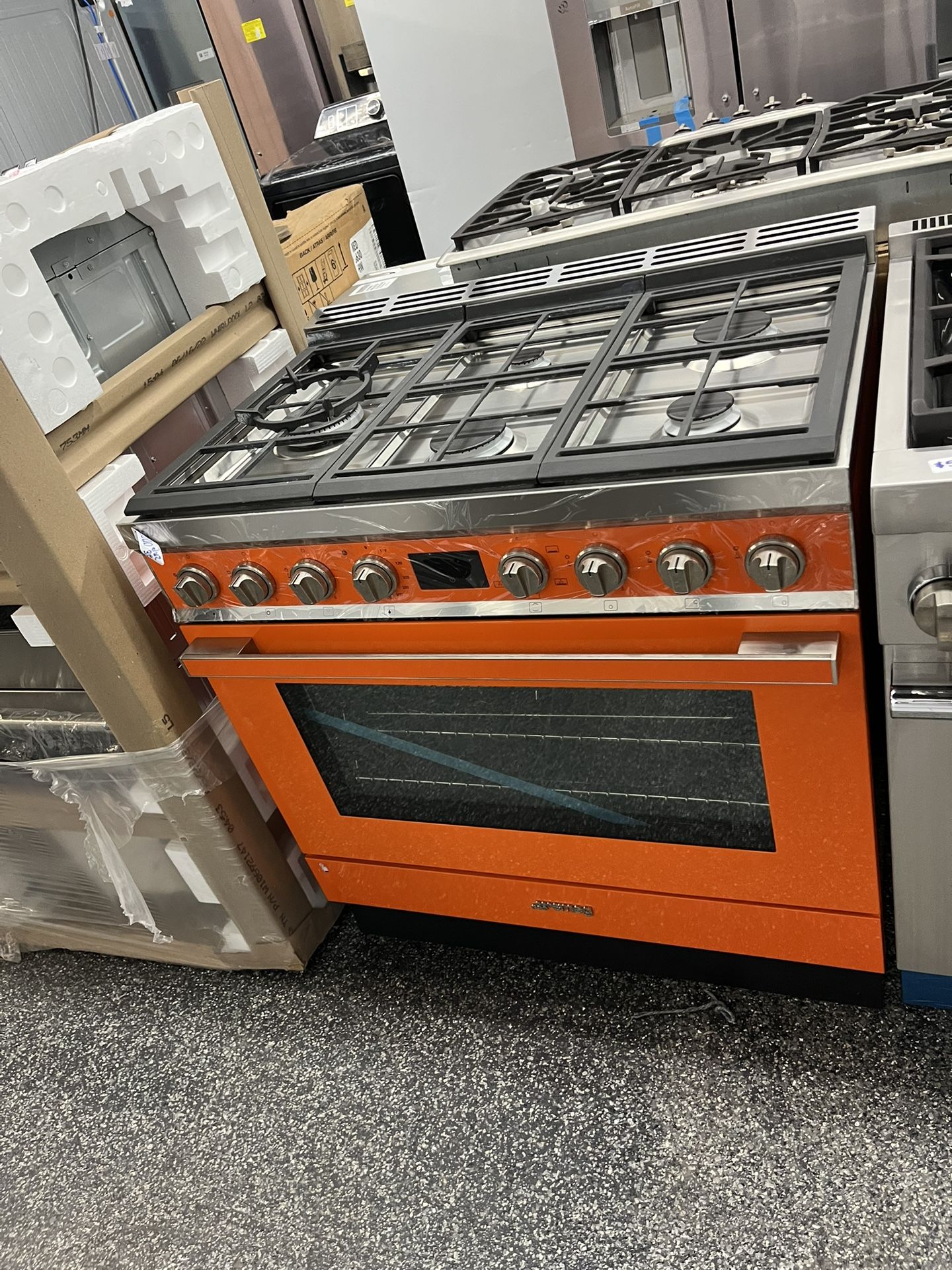Smeg Portofino 36 Inch Range Stove All Gas Orange