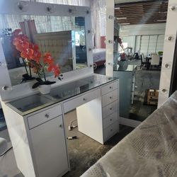 Vanity,  Chair And Mirror 