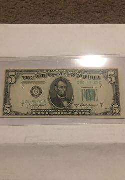 1950 B $5 FRN NOTE .... UNCIRCULATED (mint condition)