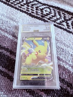 Pikachu v Pokemon card graded 9.5 holo promo