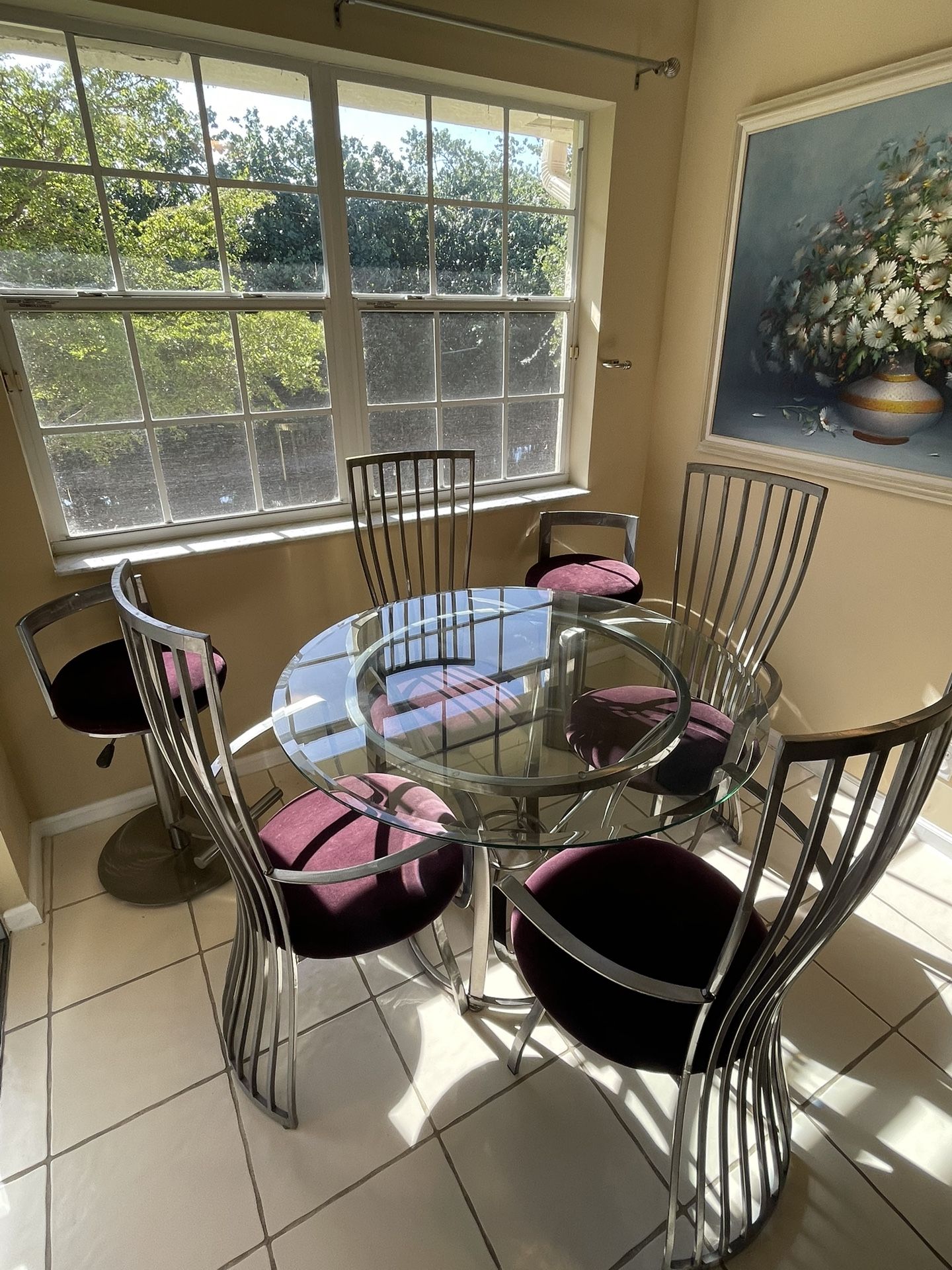 Kitchen Table, With 4 Chairs and 2 stools