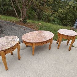 Pink Marble Topped Tables 