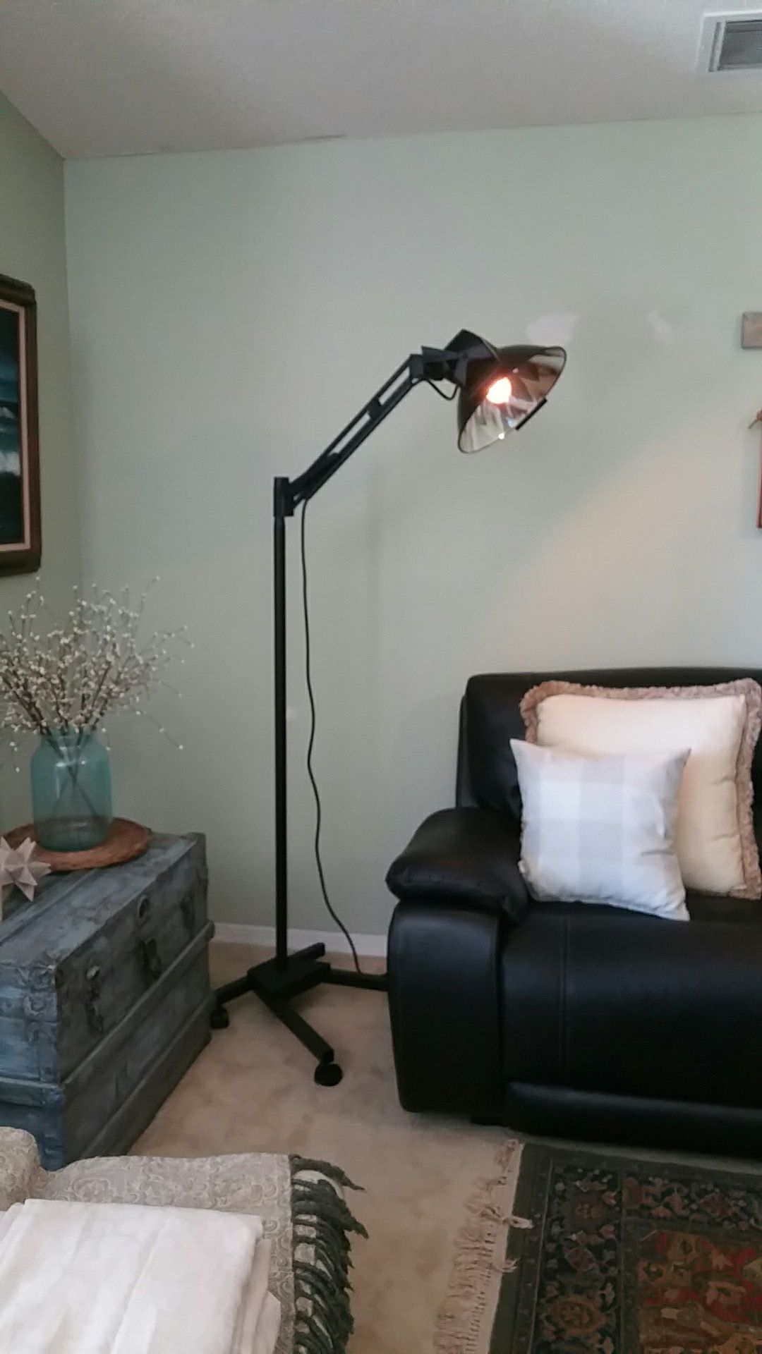 Dental medical floor lamp with adjustable arm and Edison light bulb