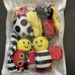 4 Pcs Cute Soft Baby Socks Wrist Rattles and Foot Baby Finders 