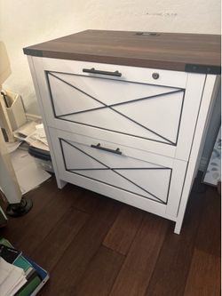 White wooden filing cabinet