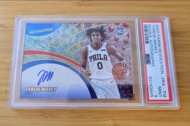 PSA 9 Mint Rc Auto Tyrese Maxey 2020 Panini Revolution Rookie Autograph 💙🤍❤️