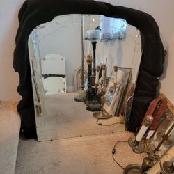 Large Antique Buttoned Mirror 28x36 