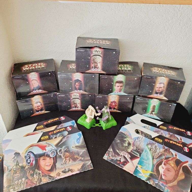 Vtg 90's Star Wars Episode 1 Phantom Menace Promo Toys & Box Big Collection Lot