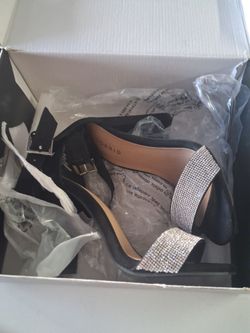 Torrid Black Rhinestone Strap Heeled Sandals