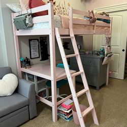 Girls Pink loft bed 