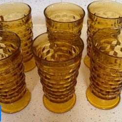 Vintage Amber Glasses by Indiana Glass Company - Set of 6