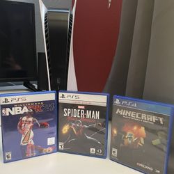 PS5 (BUNDLE) With Disc Slot, 2 Controllers, Charging Station, 3 Games, Turtle Beach Headset