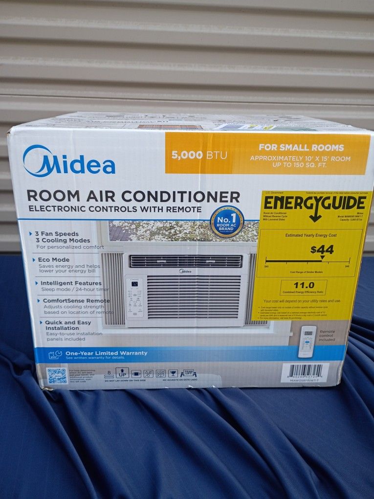Midea 5,000 BTU Window Air Conditioner with Remote, 150 Sq. Ft., White, New