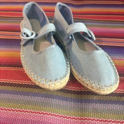 CL by Laundry Espadrille Mary Jane Flat Women 8•5W Denim Blue Ballet Coastal