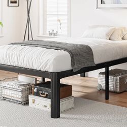 Heavy Duty Bed 18" Metal Slat Bed Frame and Memory Foam Mattress
