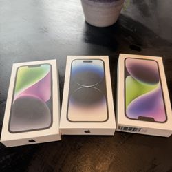 2 iPhone 14 & 1 iPhone 14 Pro Boxes Only