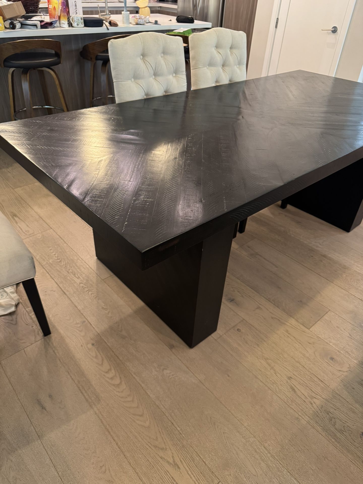 Modern 87" Large West Elm Dining Table – Burnished Black