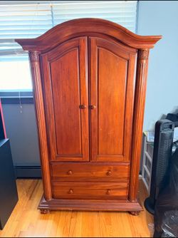 Solid Wood Armoire / Wardrobe Closet w/ Drawers