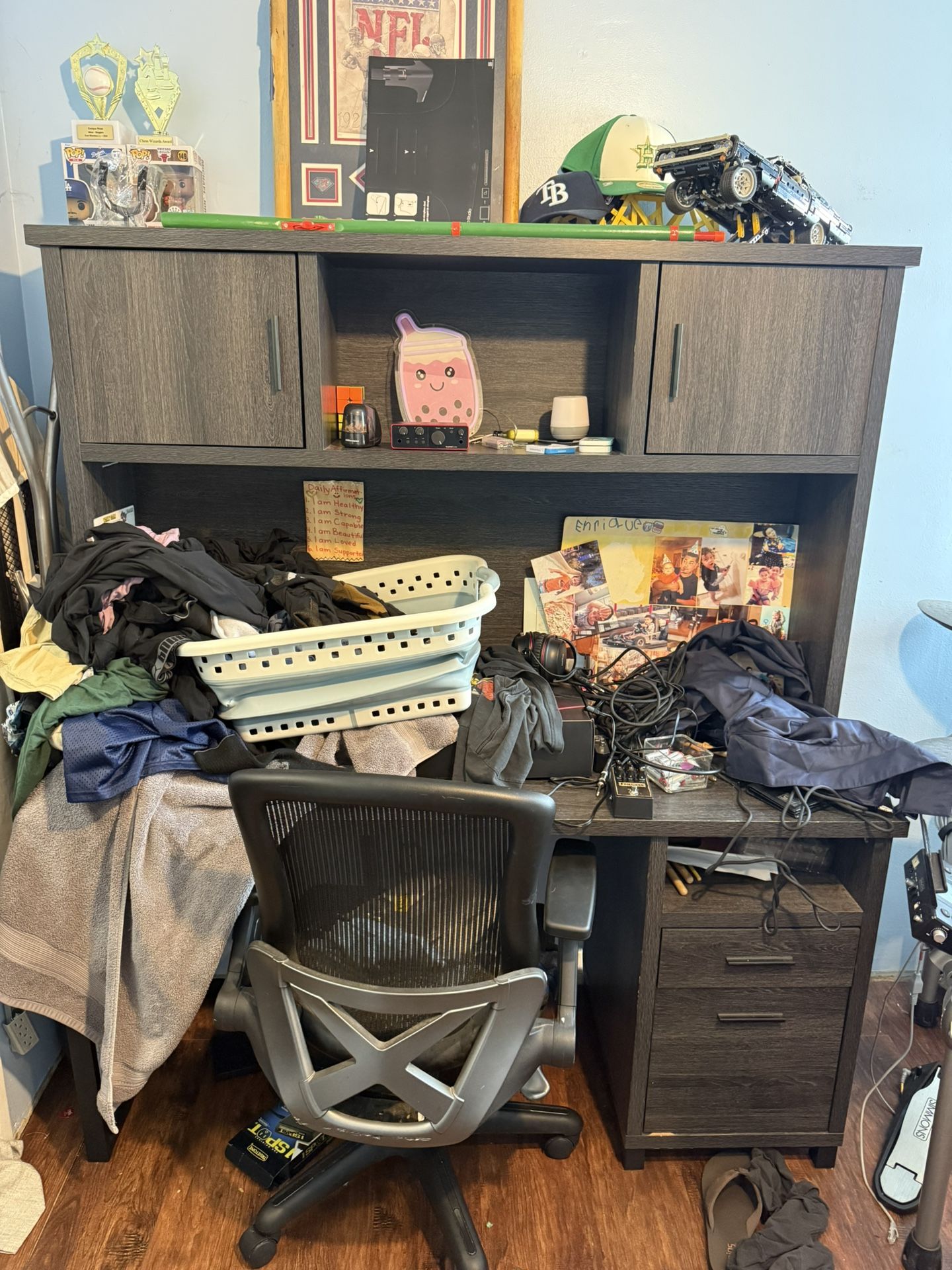 Desk And Shelf With Office Chair