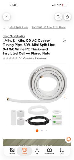 50ft Mini Split Line Set 1/4 & 1/2in.
