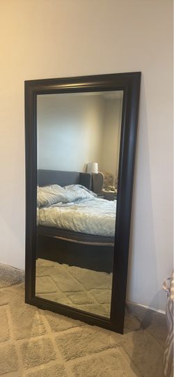 Large Floor Mirror Dark Wood Frame