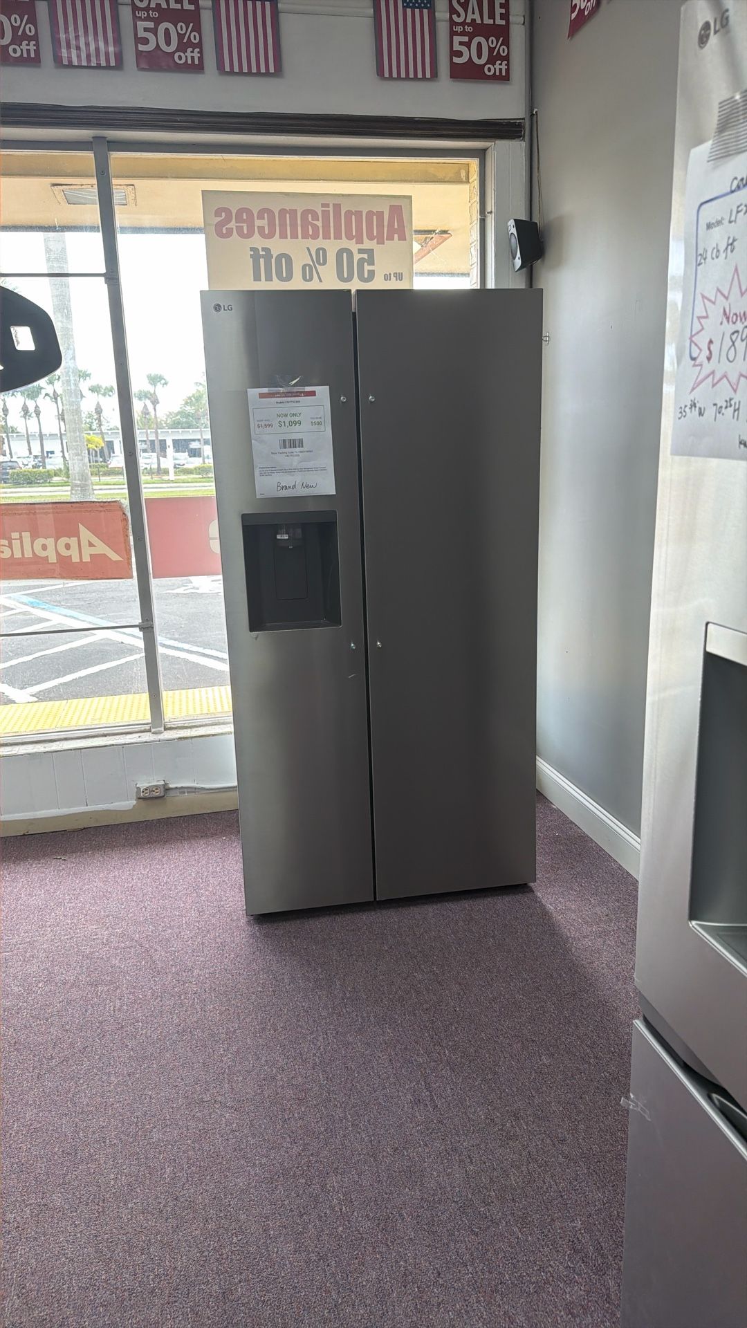 Refrigerator Side By Side Stainless Steel 36” In New 1 Year Warranty