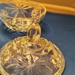 Vintage Star david Clear Glass candy dish With Lid 