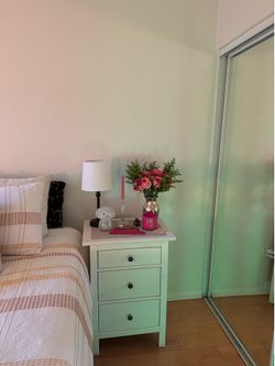 2 white side tables