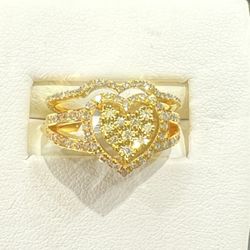💎✨ STUNNING 1.25ct HEART-SHAPED DIAMOND WEDDING SET! 10K Yellow Gold – Perfect Symbol of Love! ❤️