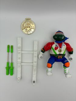 Vintage TMNT Hot Doggin Mike with Ski gear Action Works Turtle Games Teenage Mutant Ninja Turtles