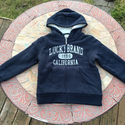 NWT Lucky Brand Zip Hoodie With Sherpa Fleece Lining Size XS 5/6q