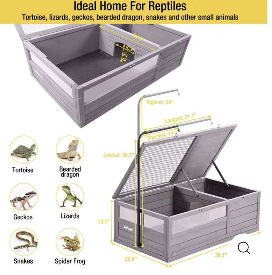 🥨Aivituvin-AIR21 Wooden Tortoise House | Large Turtle Habitat - Turtle Habitat without Legs,$58 👀item in the box….need to be assembled by yourself