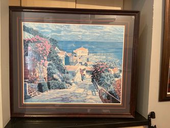 Framed Coastal Village Art Print
