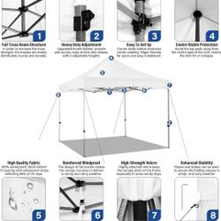 10x10 Pop up Canopy Tent Heavy Duty Without Sidewalls, Easy Set-up Commercial Outdoor Party Tent, 100% Waterproof Wedding Tent Gazebo, 3 Height Adjust