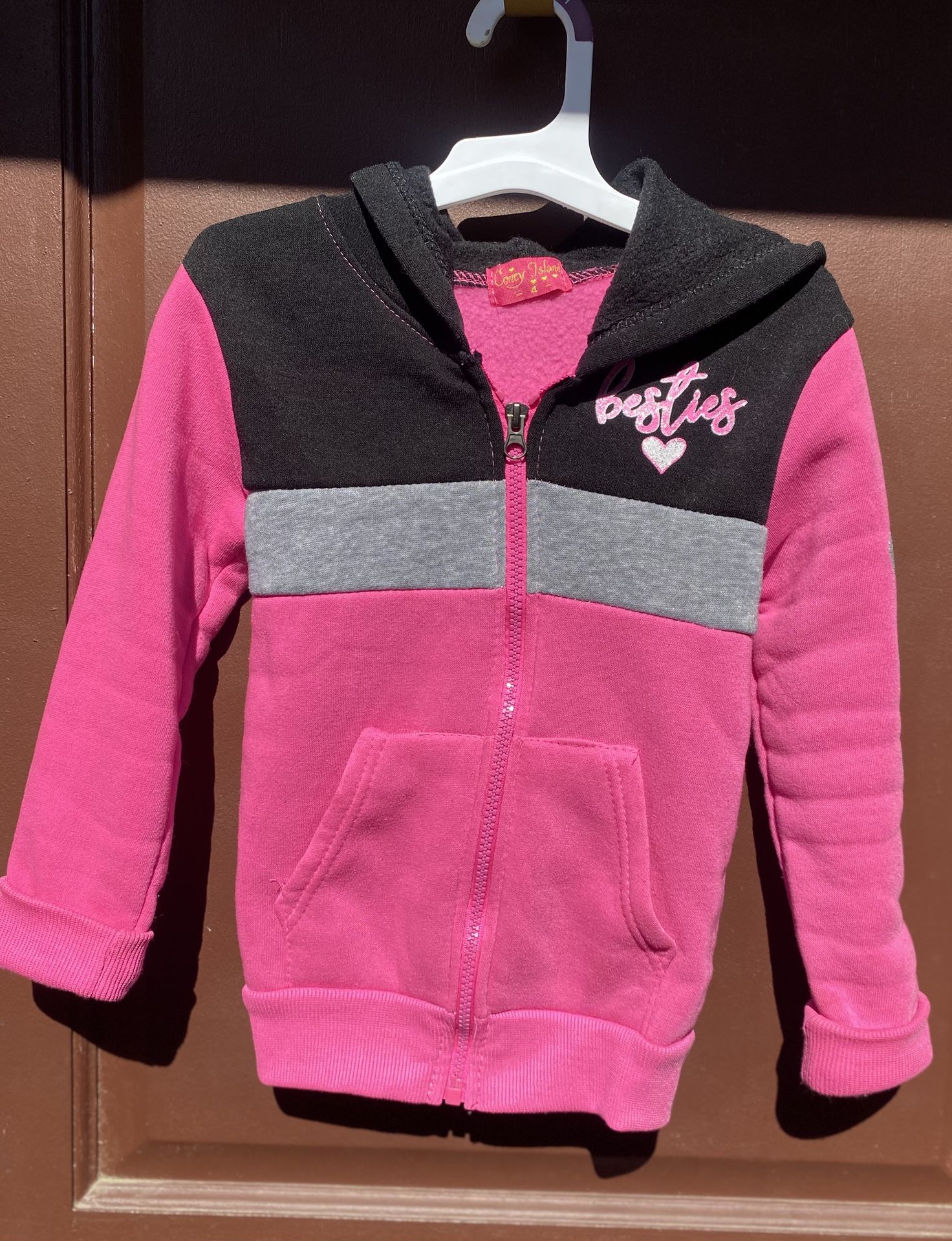 Girls Besties Pink Zip Up Hoodie Jacket 4
