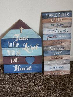 Set of 2 Rustic Inspirational Wood Wall Signs