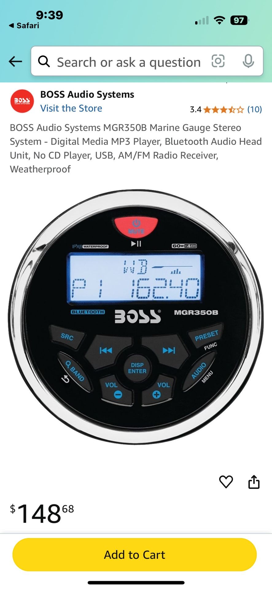 Boss Marine Gauge Stereo System 60W X 4