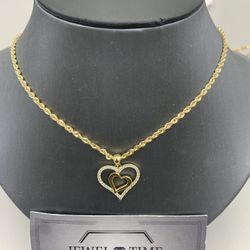 10k Gold Heart Style Pendant And Chain. Package Deal 
