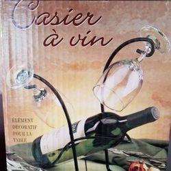 NEW & Inexpensive! Wine Rack With Wine Glass Holder (NEVER USED)