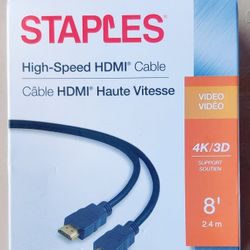 Staples High-Speed HDMI Cable Video 8 FT Supports 3D Video 4k Ultra HD 29738